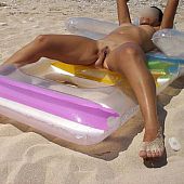 Naked wives expose on beach.